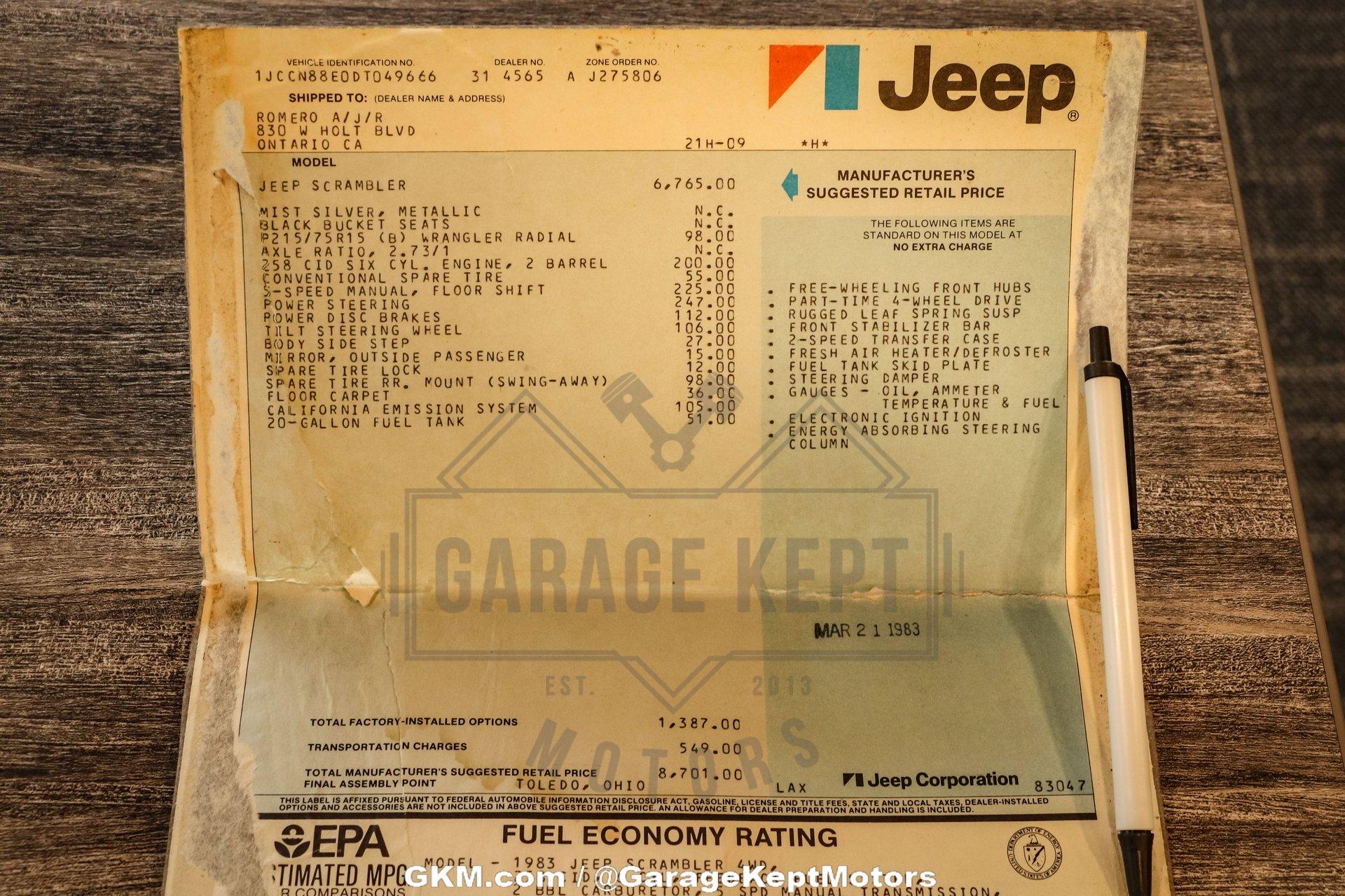 1983 Jeep CJ-8 Scrambler 124