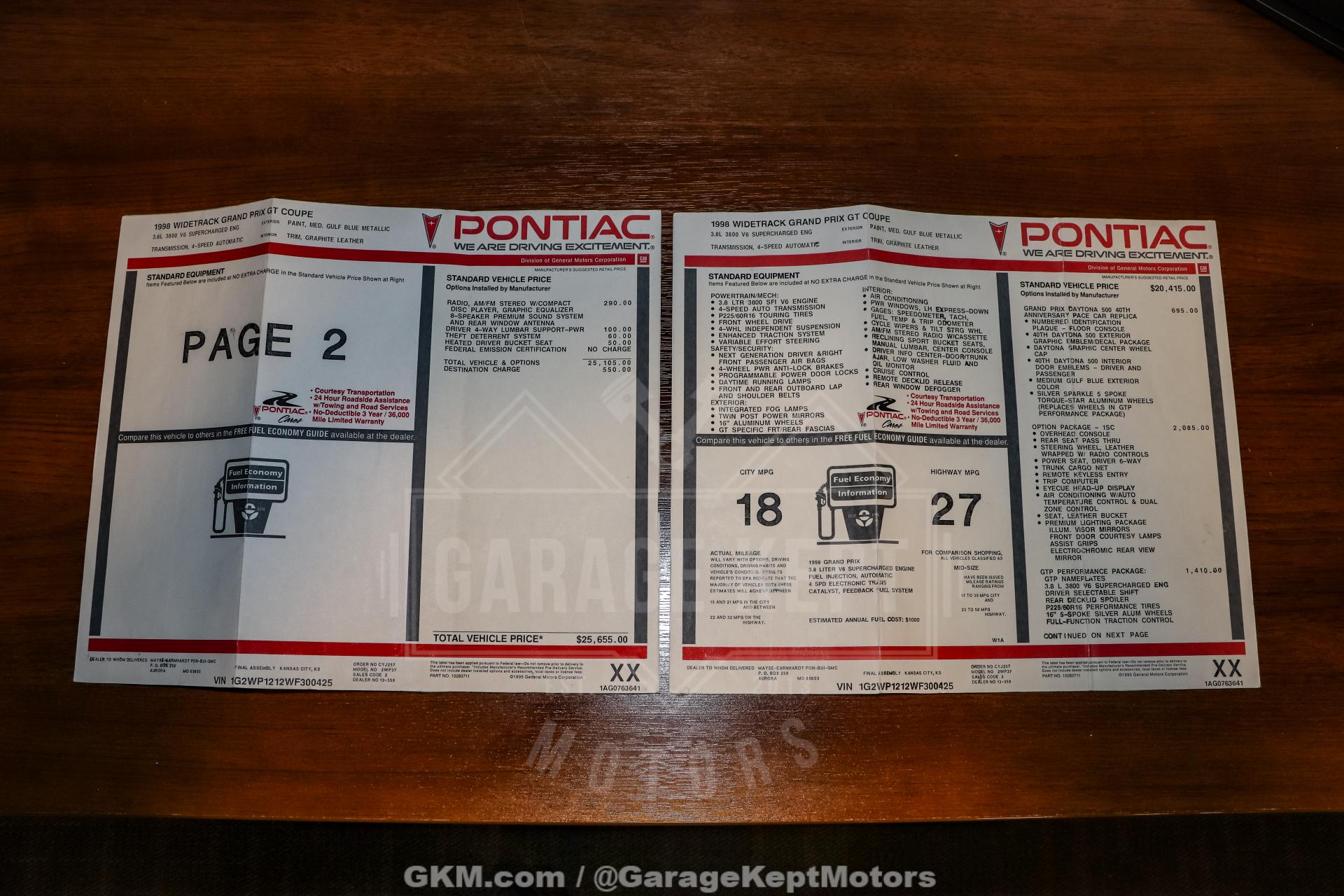 1998 Pontiac Grand Prix 181