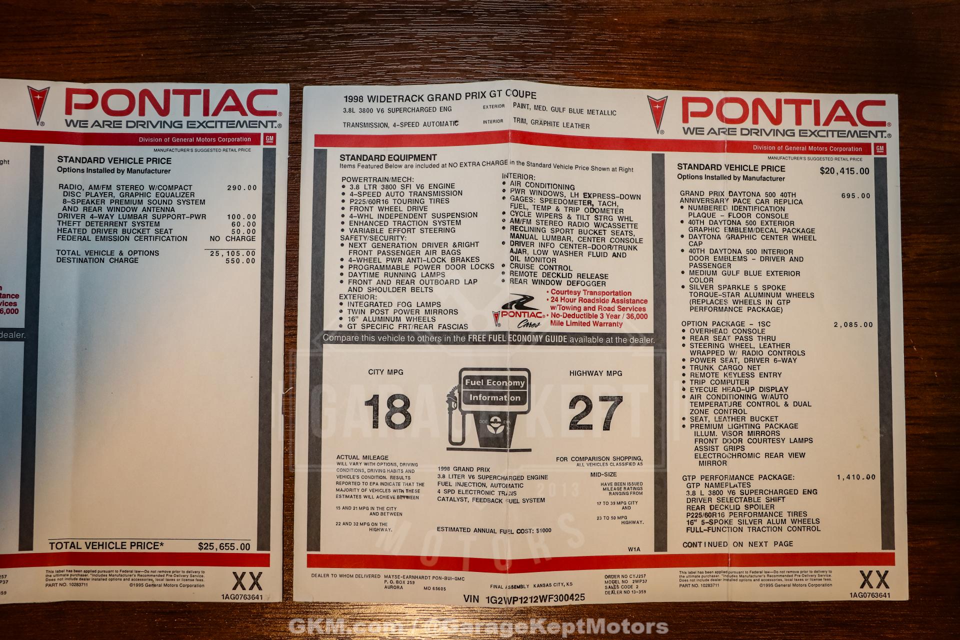 1998 Pontiac Grand Prix 182