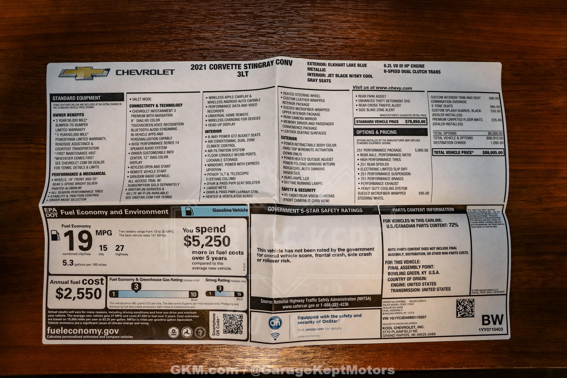 2021 Chevrolet Corvette Stingray Convertible 3LT 208