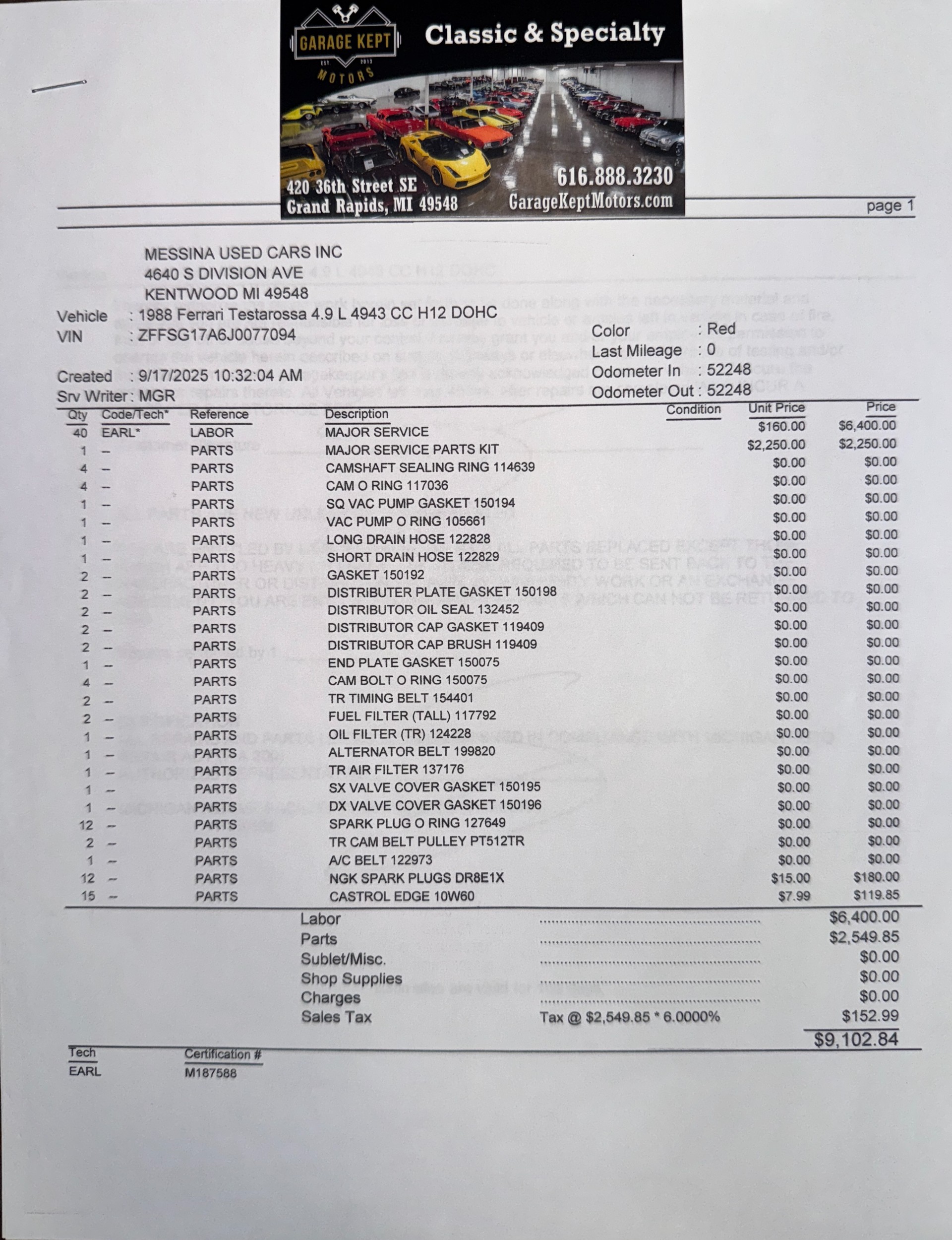 1988 Ferrari Testarossa 225