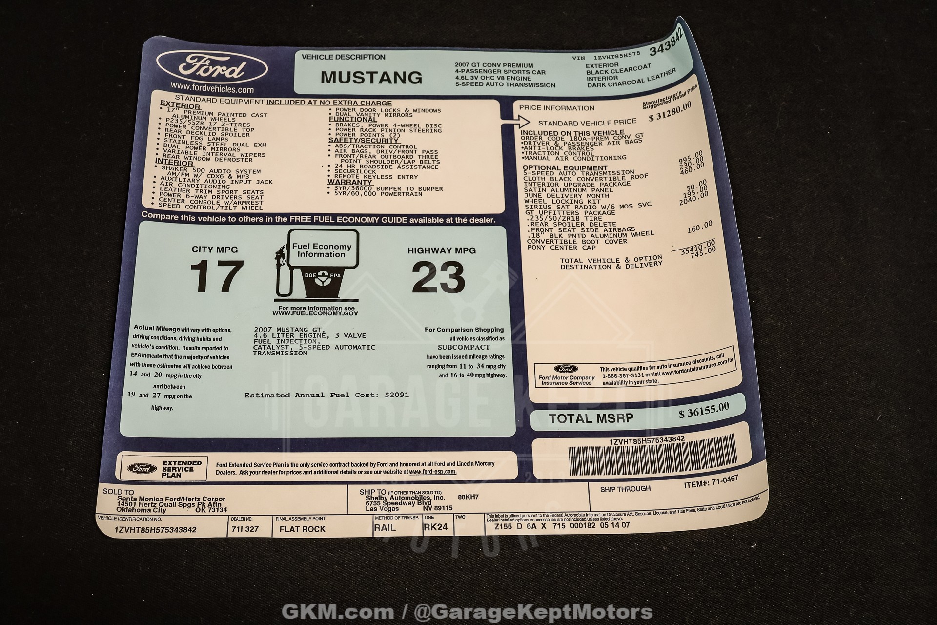 2007 Ford Mustang Shelby GT-H 157