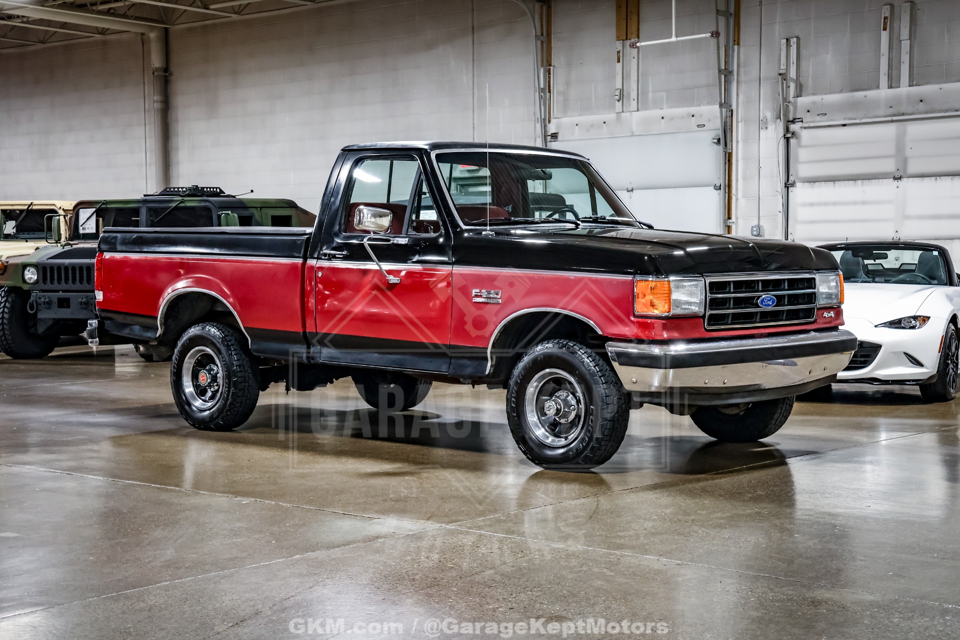 Black and Red 1990 Ford F-150 Pickup Truck  5-Speed Manual
