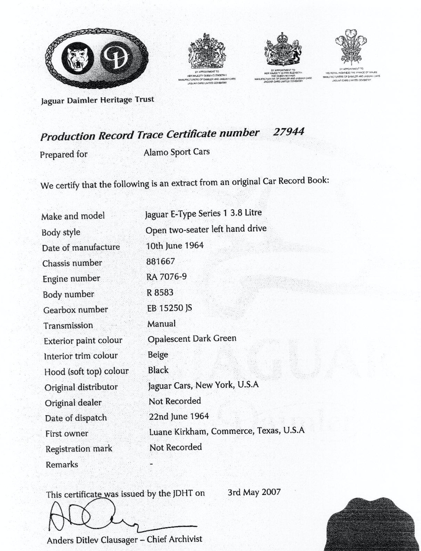 1964 Jaguar E-Type Roadster 196