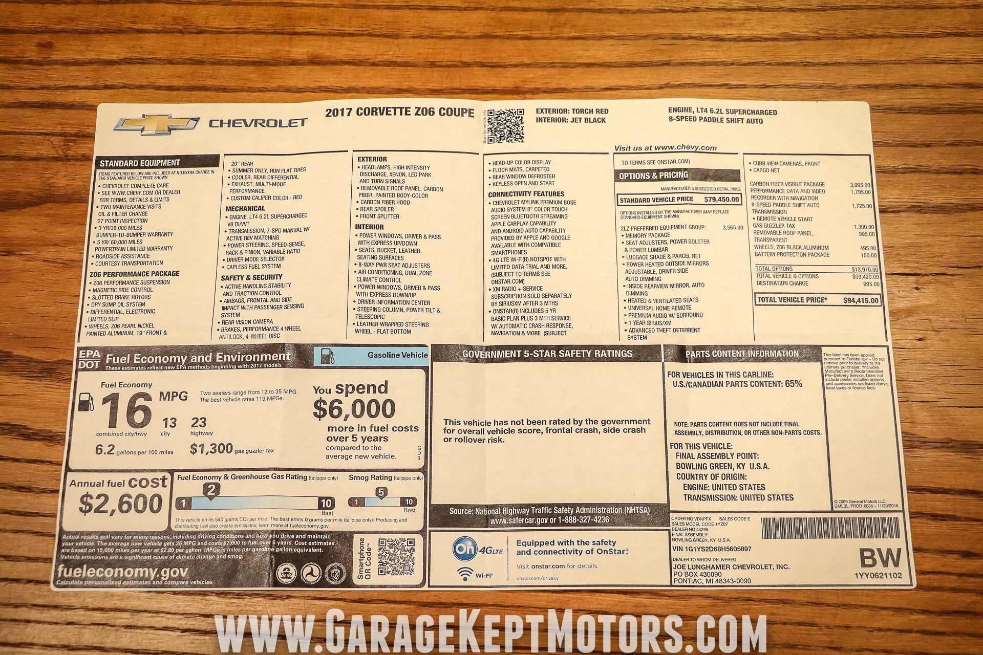 Used 2017 Chevrolet Corvette Z06 For Sale (Sold) | Garage Kept
