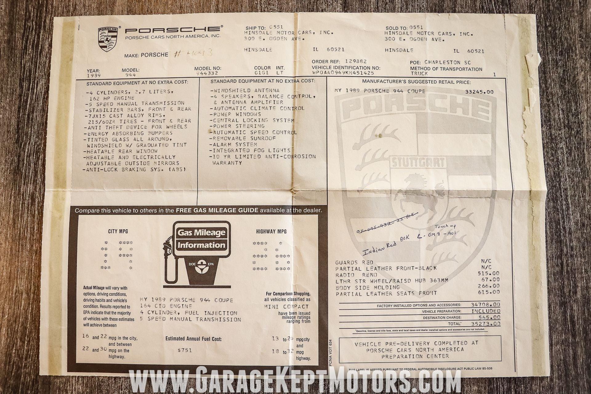 Used 1989 Porsche 944 For Sale (Sold) | Garage Kept Motors Stock